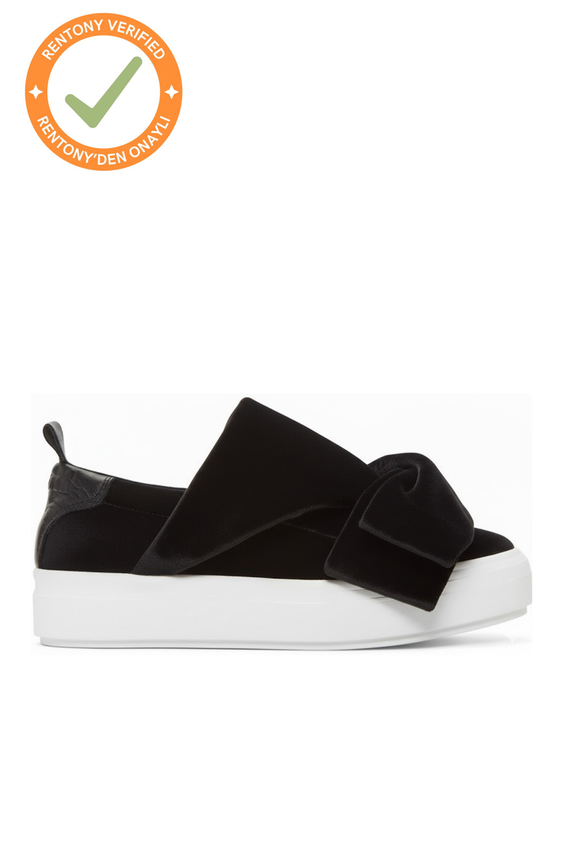 MSGM Samt Kadife Siyah Volanlı Loafer (37)