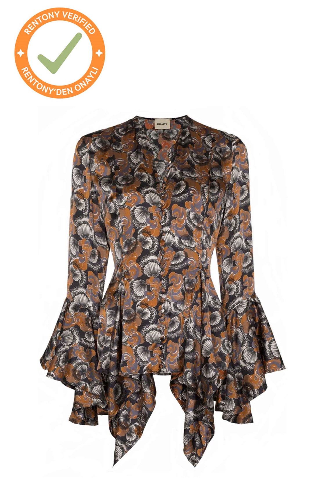 Khaite Elliot Kahverengi Volanlı Gömlek