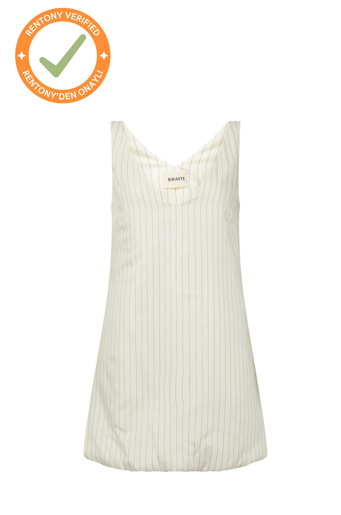 Khaite Branna Balon Etekli Cepli Çizgili Kalın Askılı Mini Elbise