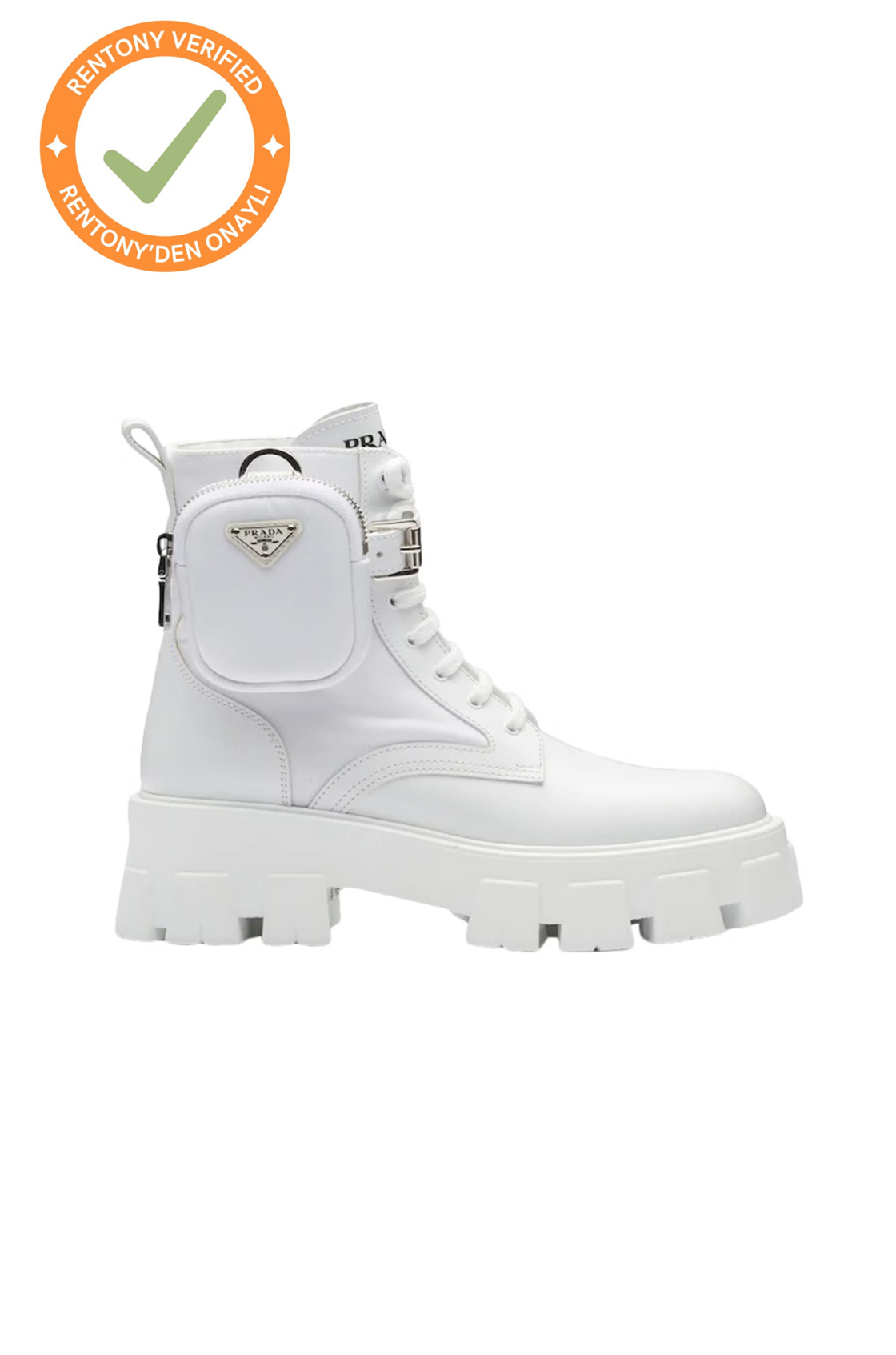 Prada Monolith Küçük Cüzdanlı Beyaz Bot (37.5)