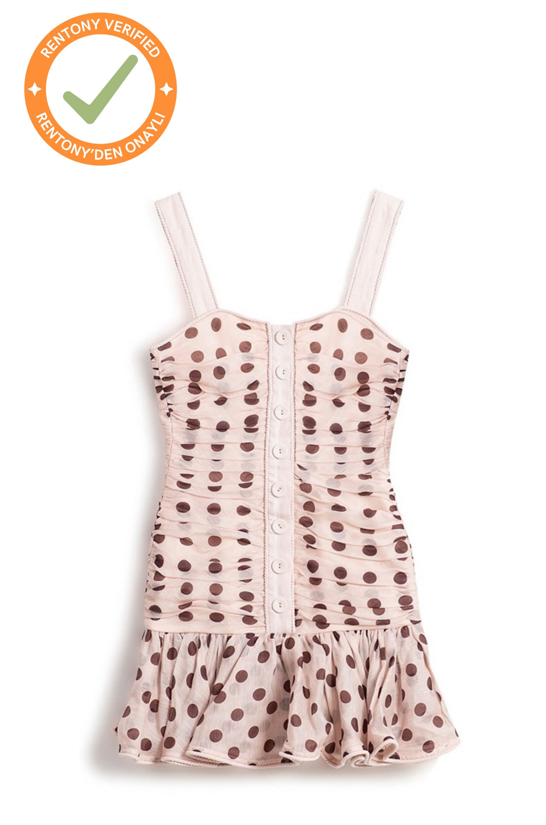 Zimmermann Corsage Kalın Askılı Puantiyeli Pembe Mini Elbise