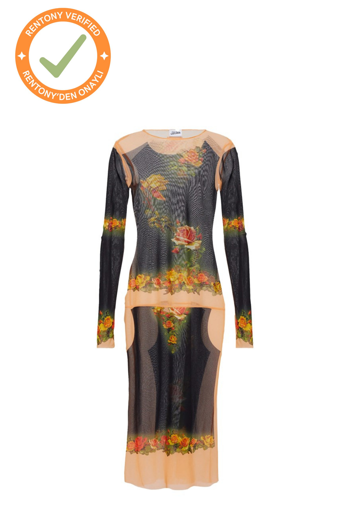 Jean Paul Gaultier Dina Desenli Transparan Midi Elbise