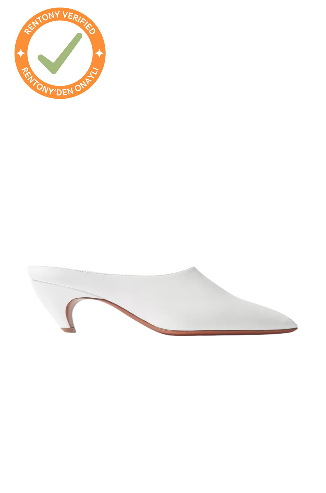 Alaïa Shark Mules Beyaz Deri Önü Açık Topuklu Terlik (39)