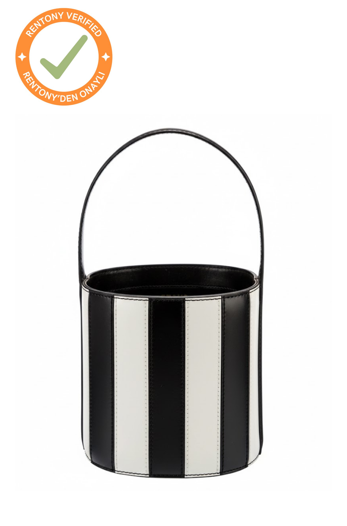 Staud Bisset Çizgili Siyah-Beyaz Bucket Çanta