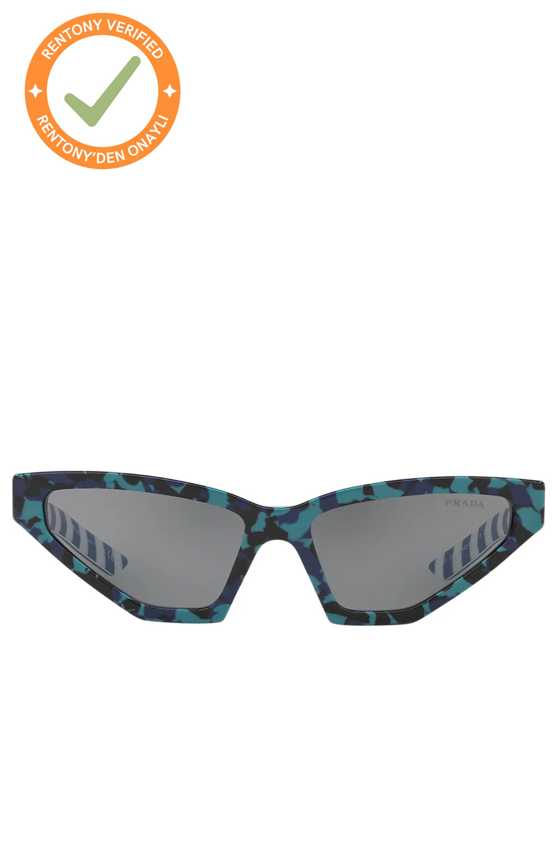 Prada Disguise Camouflage Desenli Mavi Cat Eye Güneş Gözlüğü