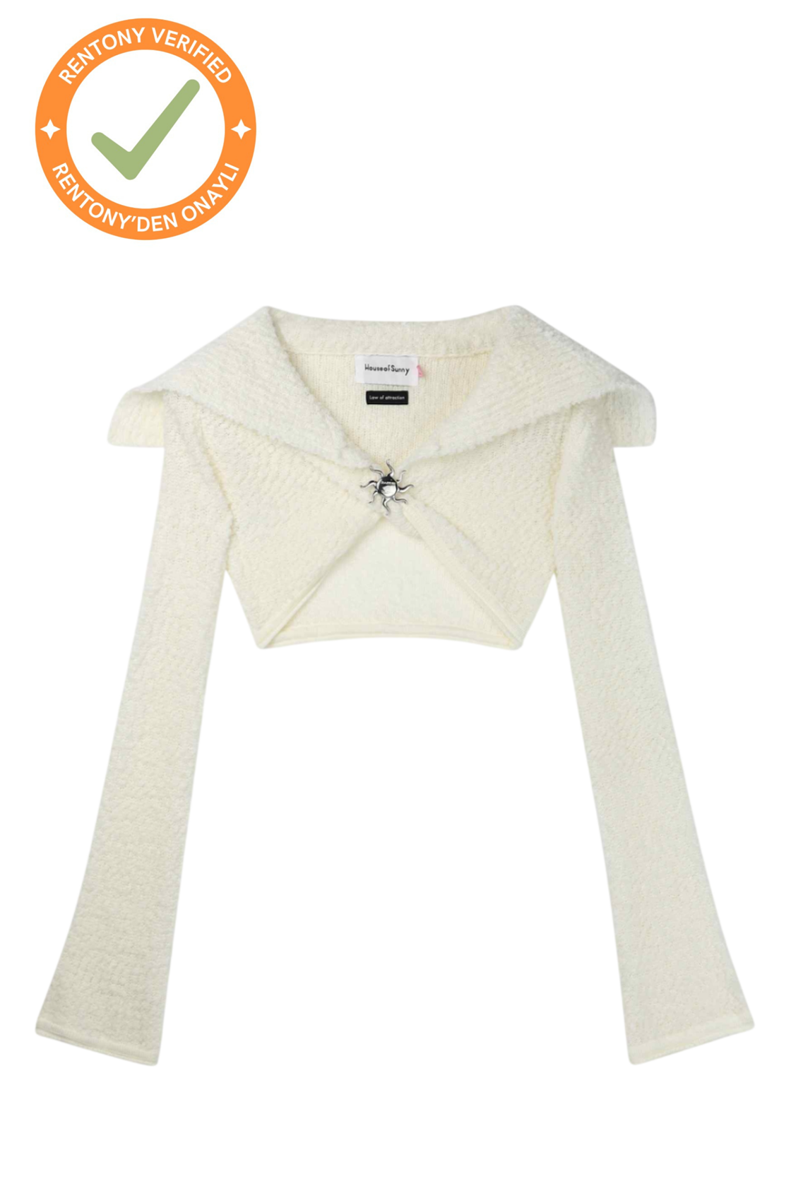 House of Sunny Sail Extra Crop Beyaz Triko