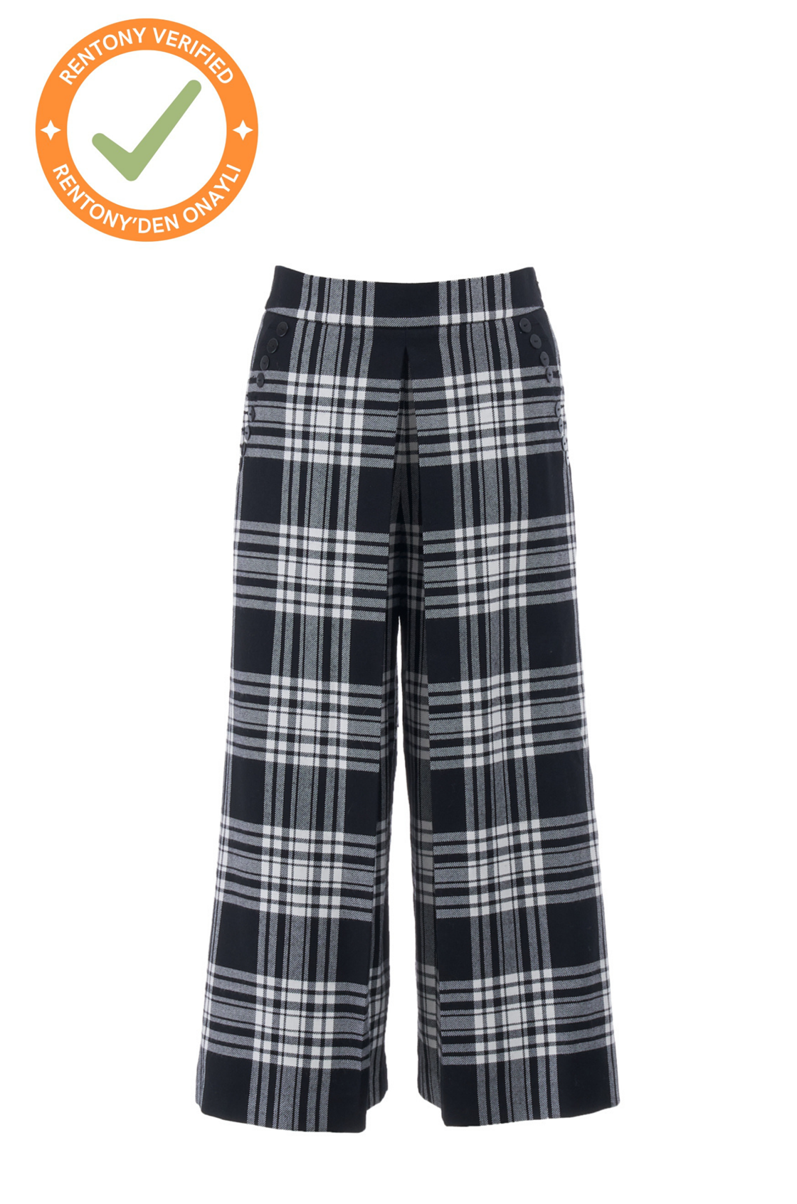 Alexander Wang Checked Colette Siyah Beyaz Bermuda Yün Pantolon