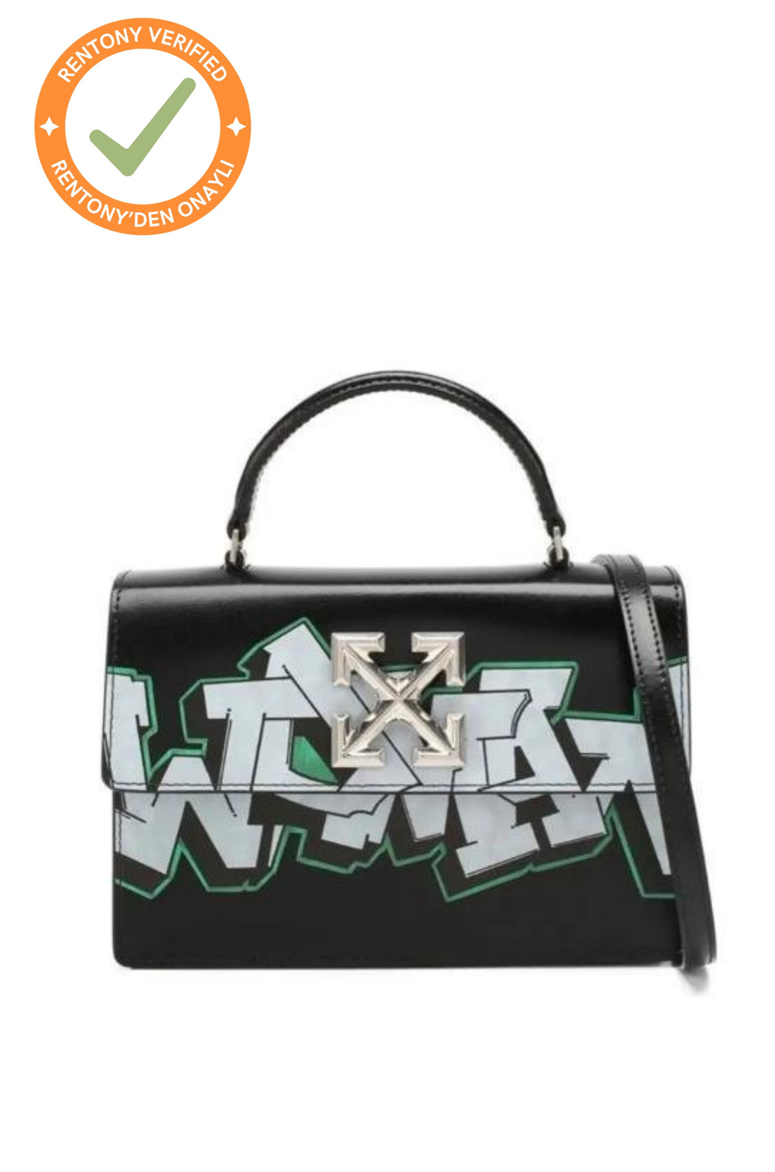 Off-White Jitney Grafiti Desenli Deri Çanta