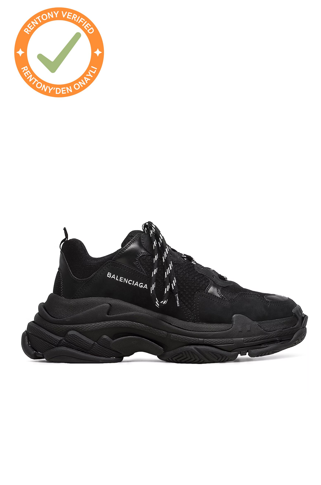 Balenciaga Triple S Kalın Tabanlı Siyah Sneaker (38)