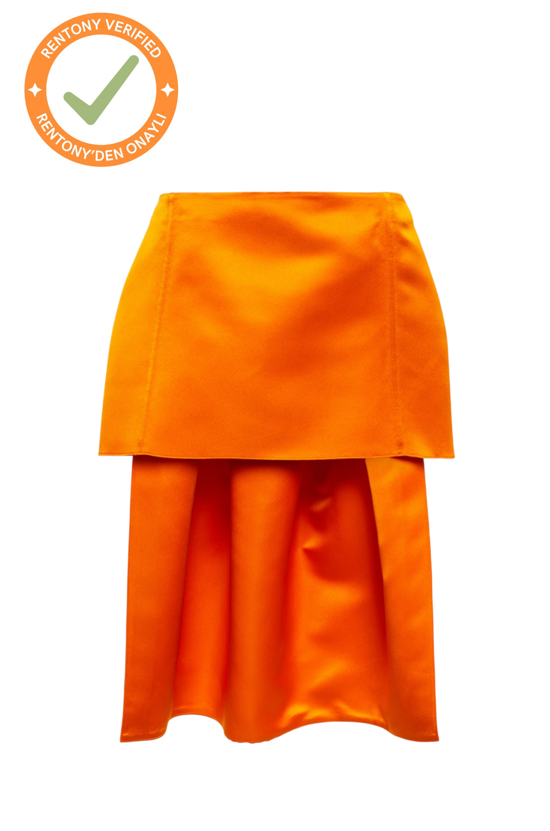 Prada Duchess Çıkarılabilen Kuyruk Detaylı Turuncu Saten Mini Etek
