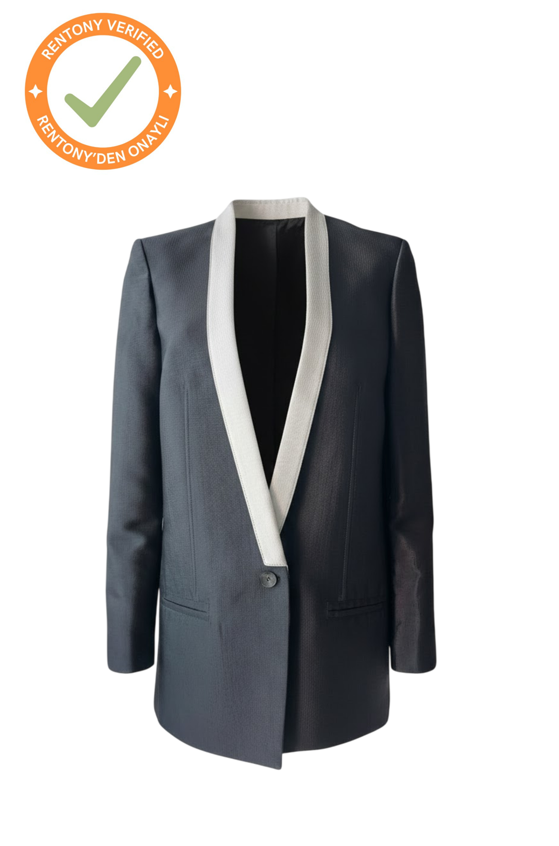 Helmut Lang Beyaz Yaka Detaylı Siyah Ceket