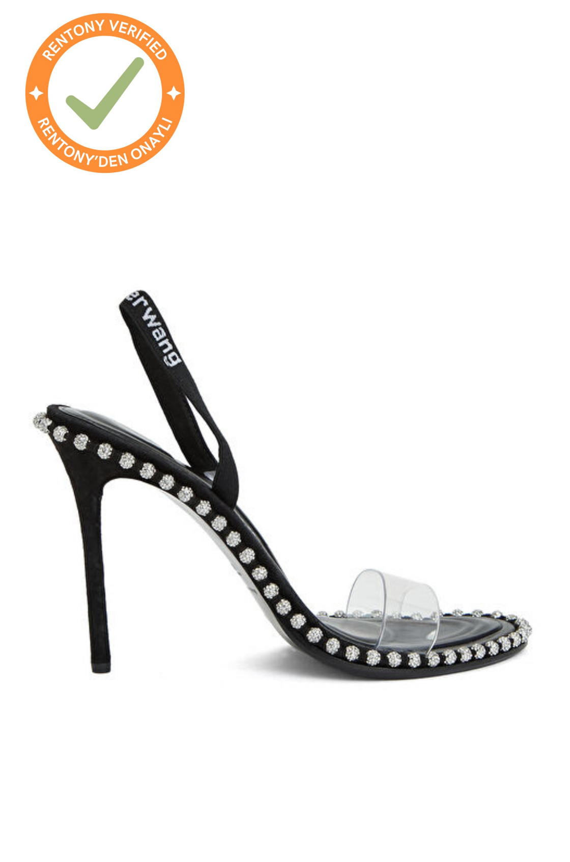 Alexander Wang Nova Tek Bant Siyah Topuklu Ayakkabı (38)