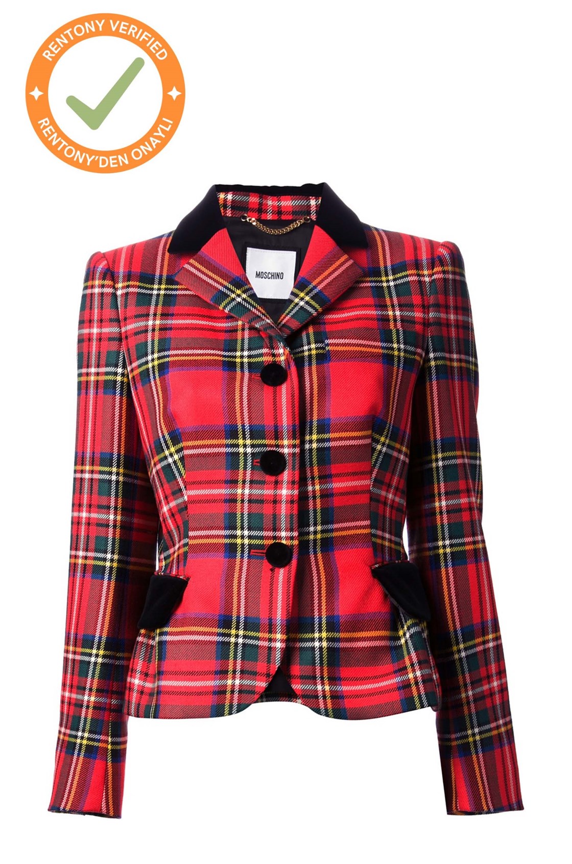 Moschino Black Heart Ekoseli Kısa Ceket