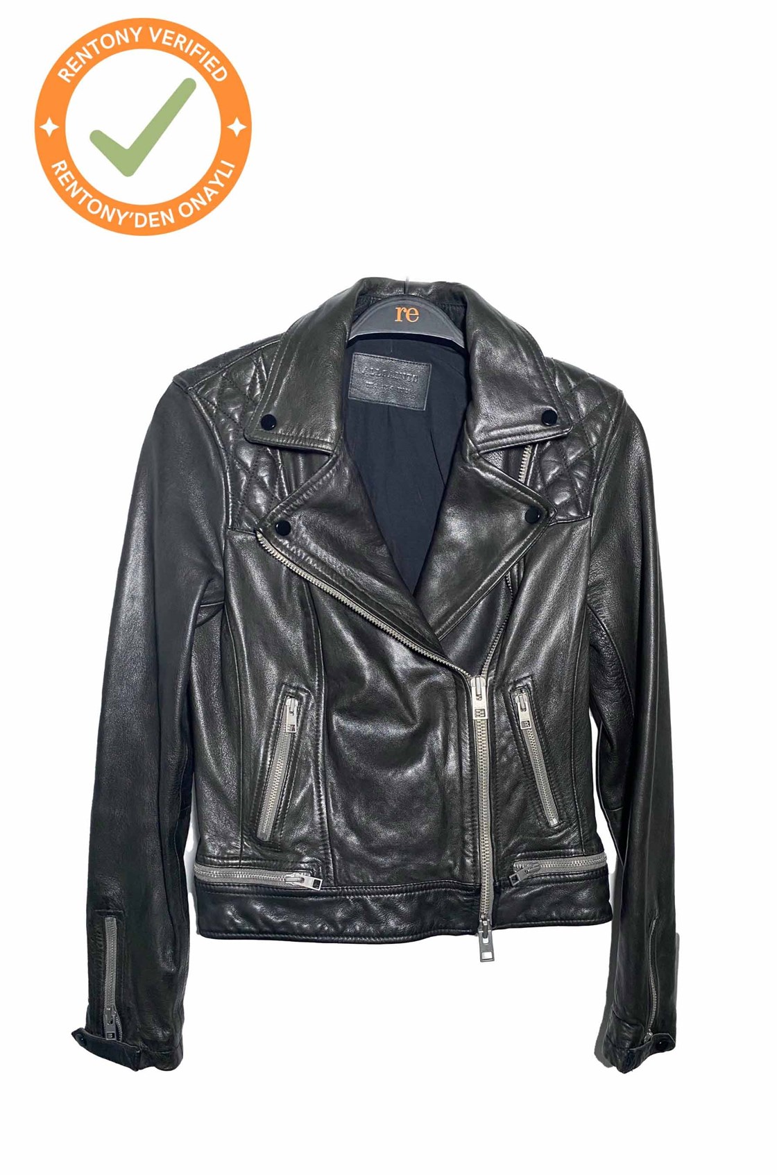 Allsaints Conroy Siyah Deri Biker Ceket