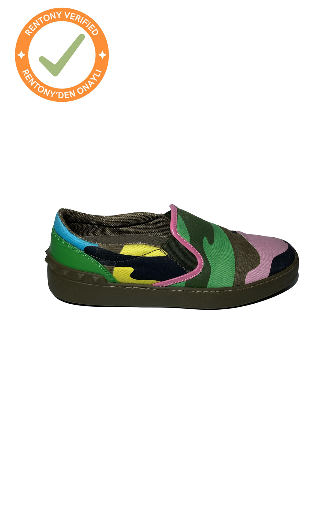 Valentino Rockstud Kamuflaj Desenli Renkli Loafer (37)