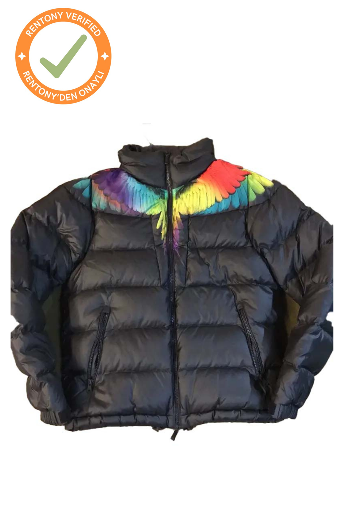 Marcelo Burlon Desenli Siyah Çocuk Kayak Montu (12 Yaş)