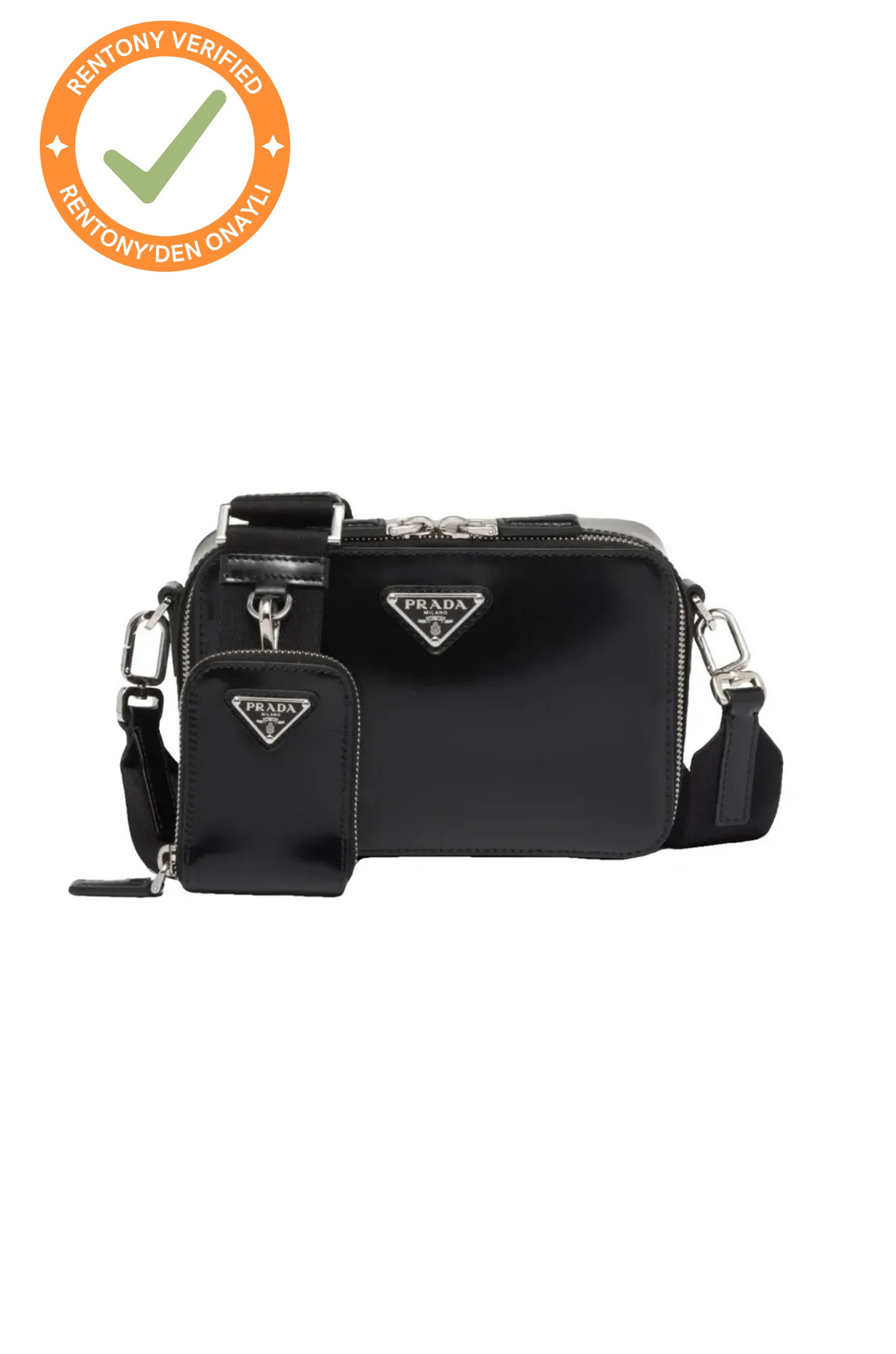 Prada Brique Küçük Çanta Detaylı Siyah Çanta