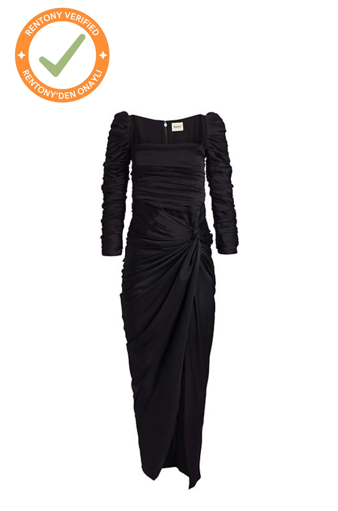 Khaite Shawna Uzun Kollu Drapeli Siyah Elbise