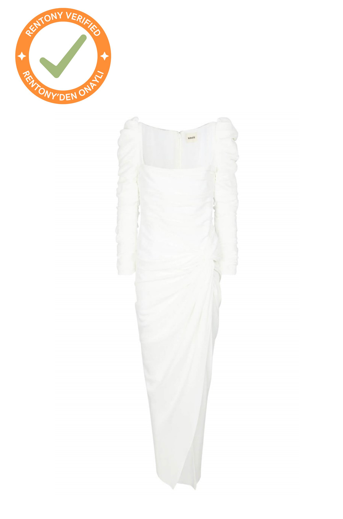 Khaite Shawna Uzun Kollu Drapeli Beyaz Elbise