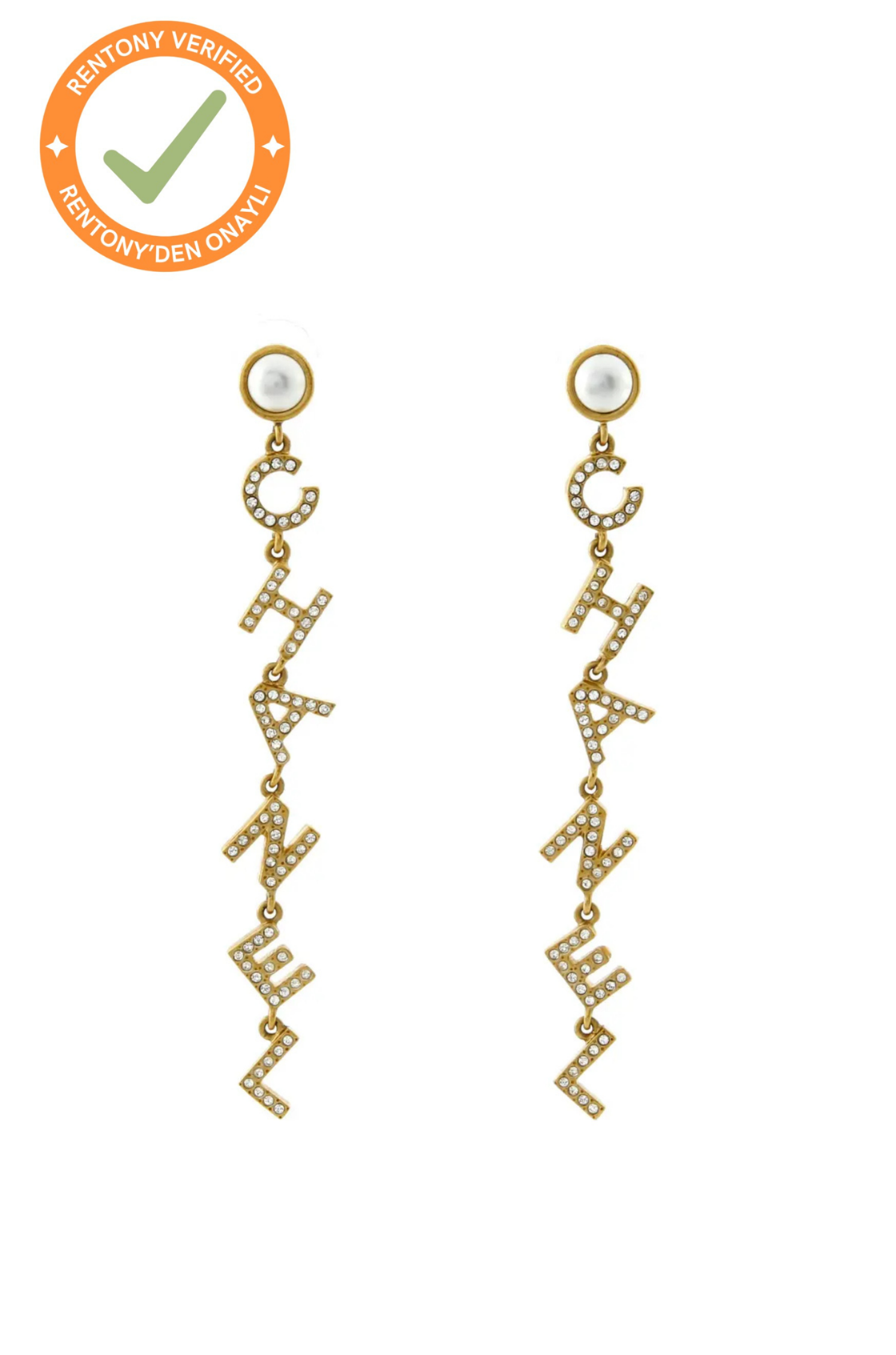 Chanel Letter Sallantılı Gold Küpe