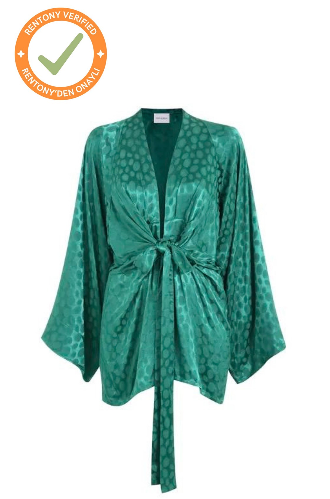 Rat&Boa Dahlia Desenli Yeşil Saten Mini Elbise