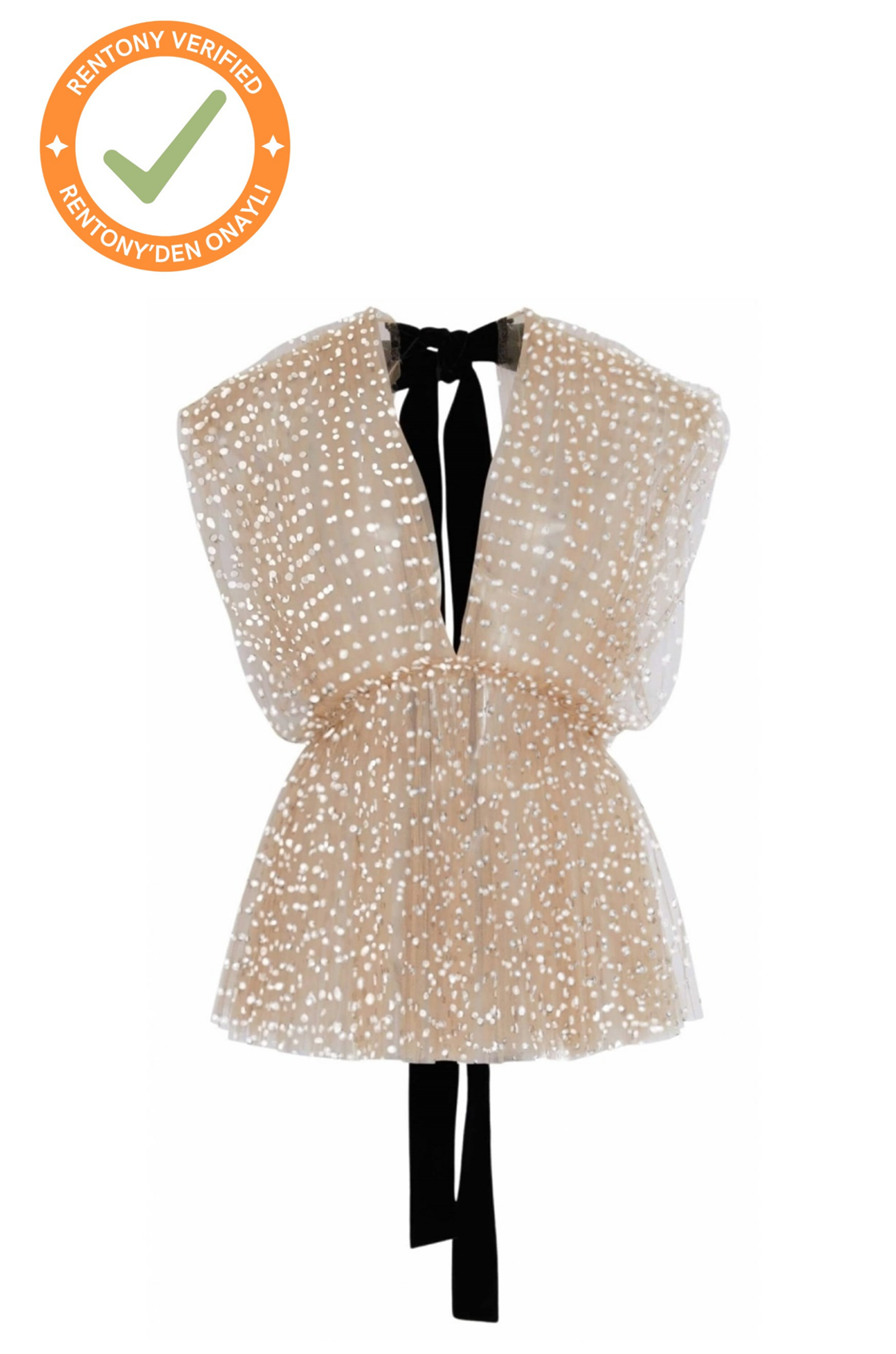 Khaite Elisabetta Puantiyeli Bej Tül Bluz-Etek Takım