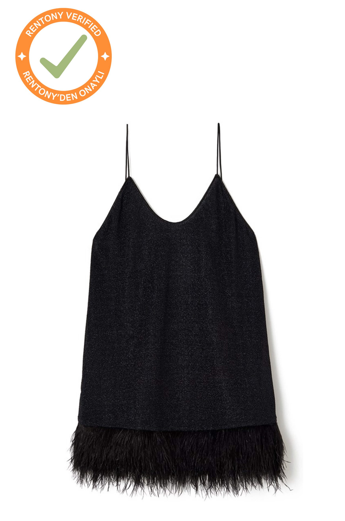 Oseree Lumiere Tüylü Dökümlü Transparan Siyah Mini Elbise