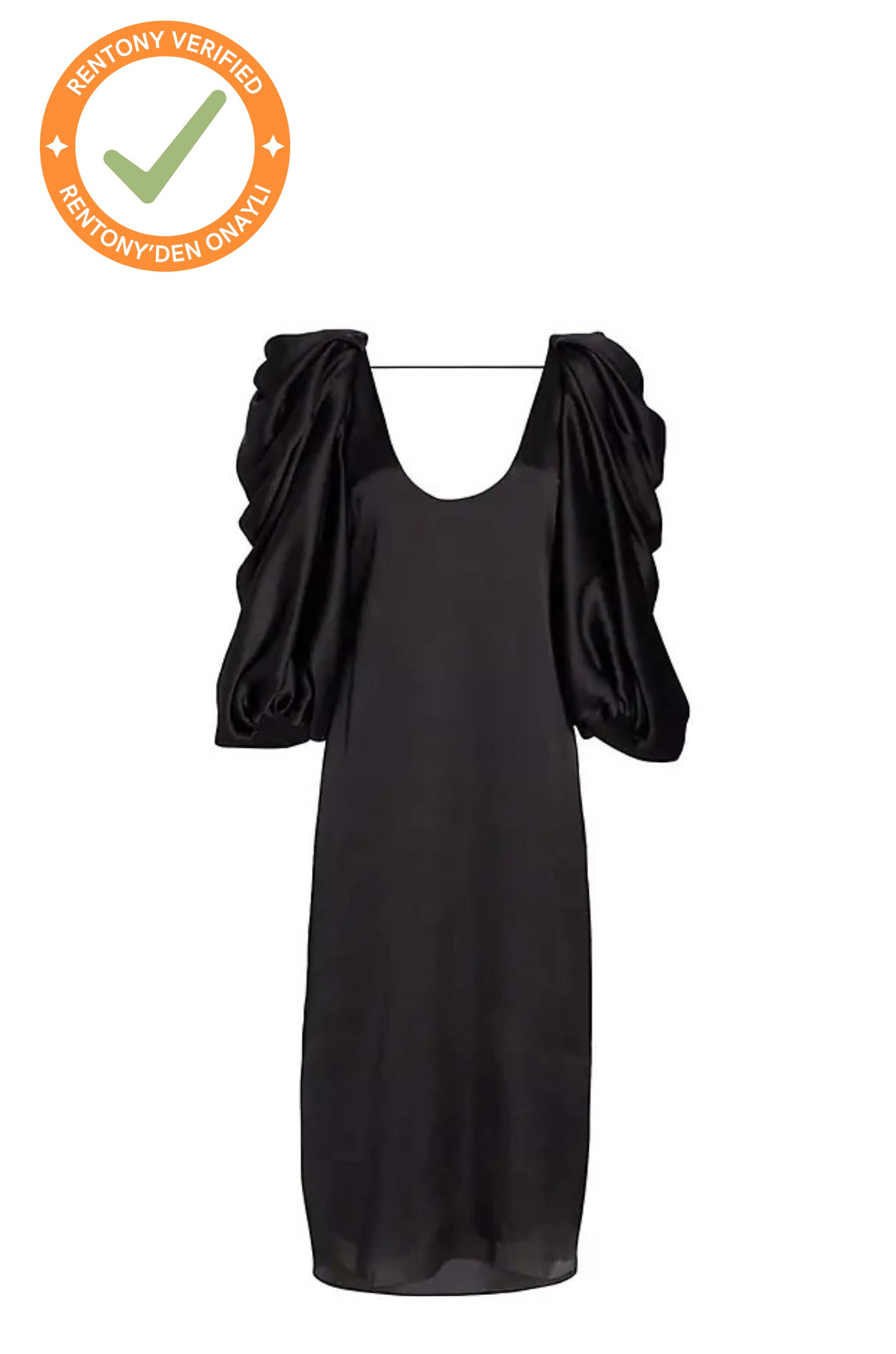 Khaite Silva Sırtı Açık Balon Kol İpek Siyah Midi Elbise