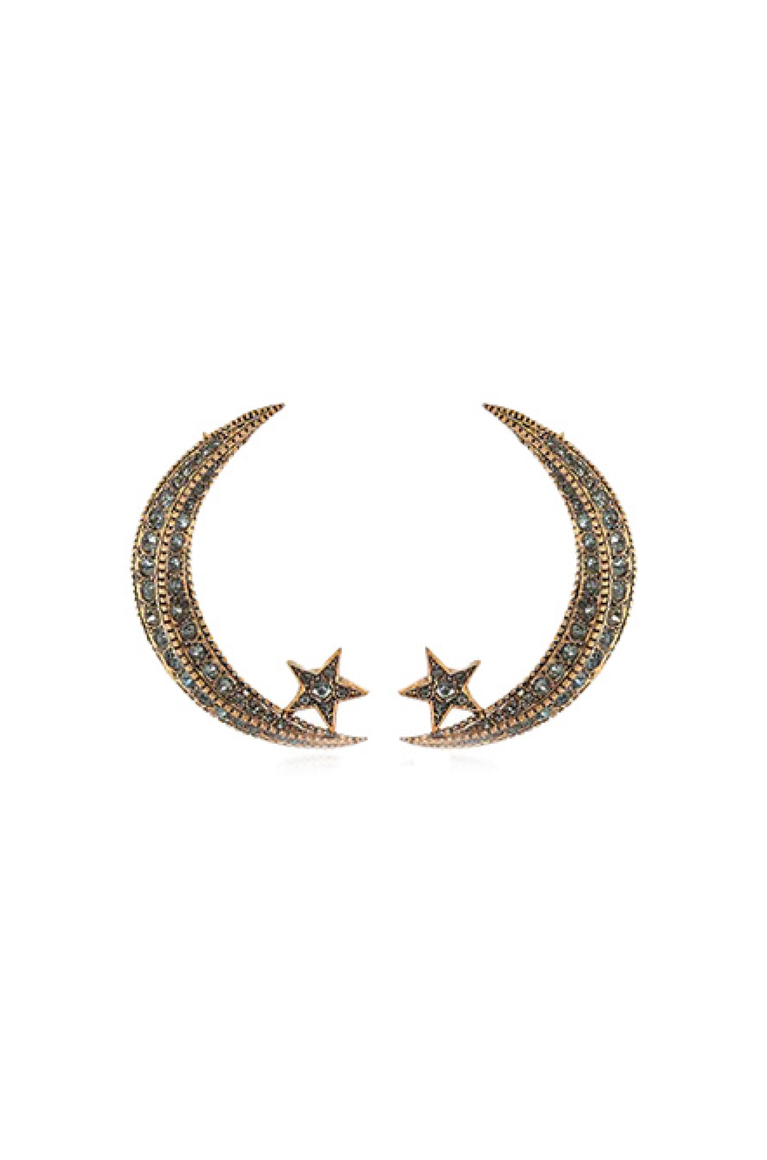 Crescent Taşlı Bronz Küpe