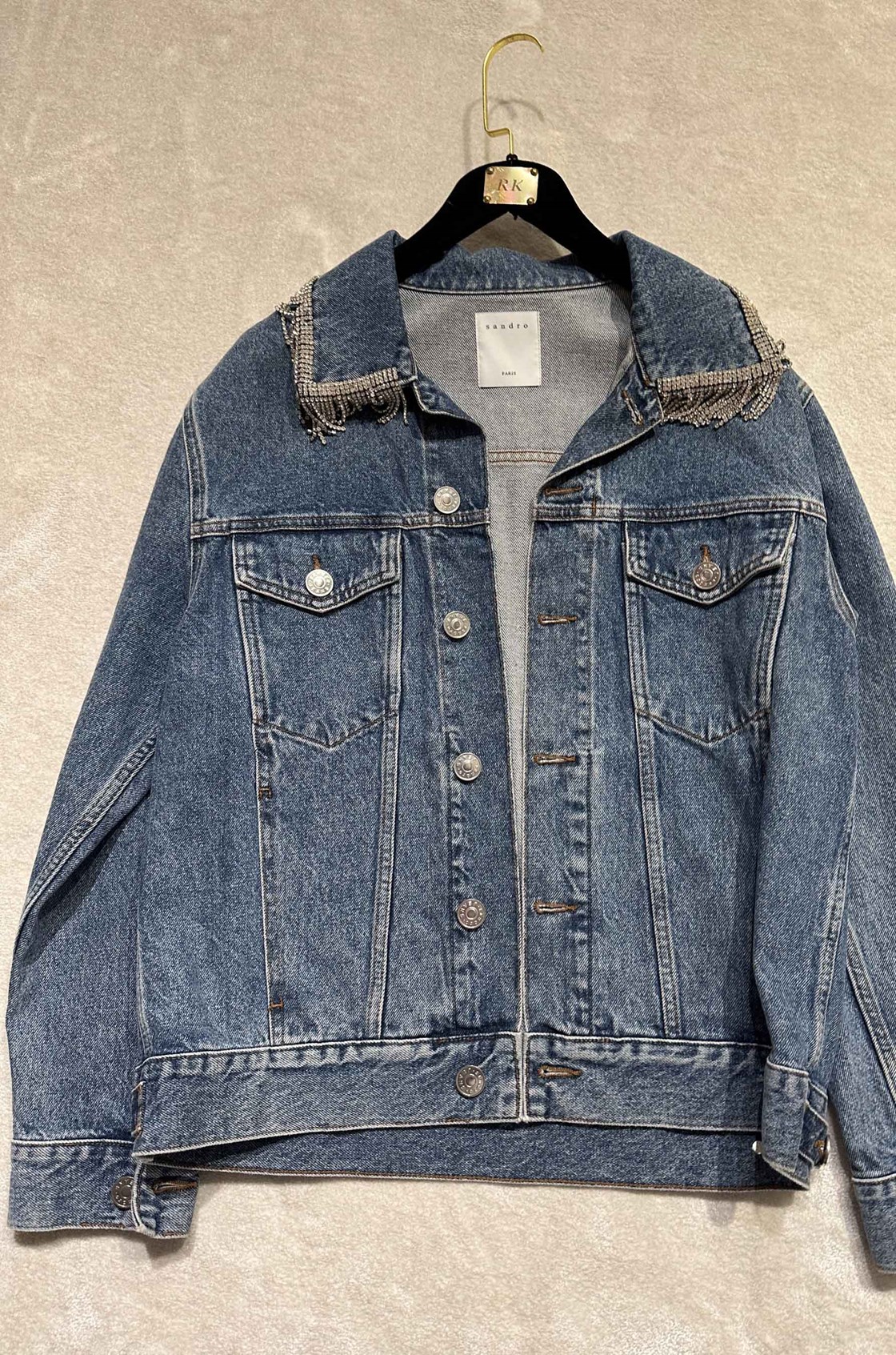 Sandro Püskül Detaylı Denim Ceket