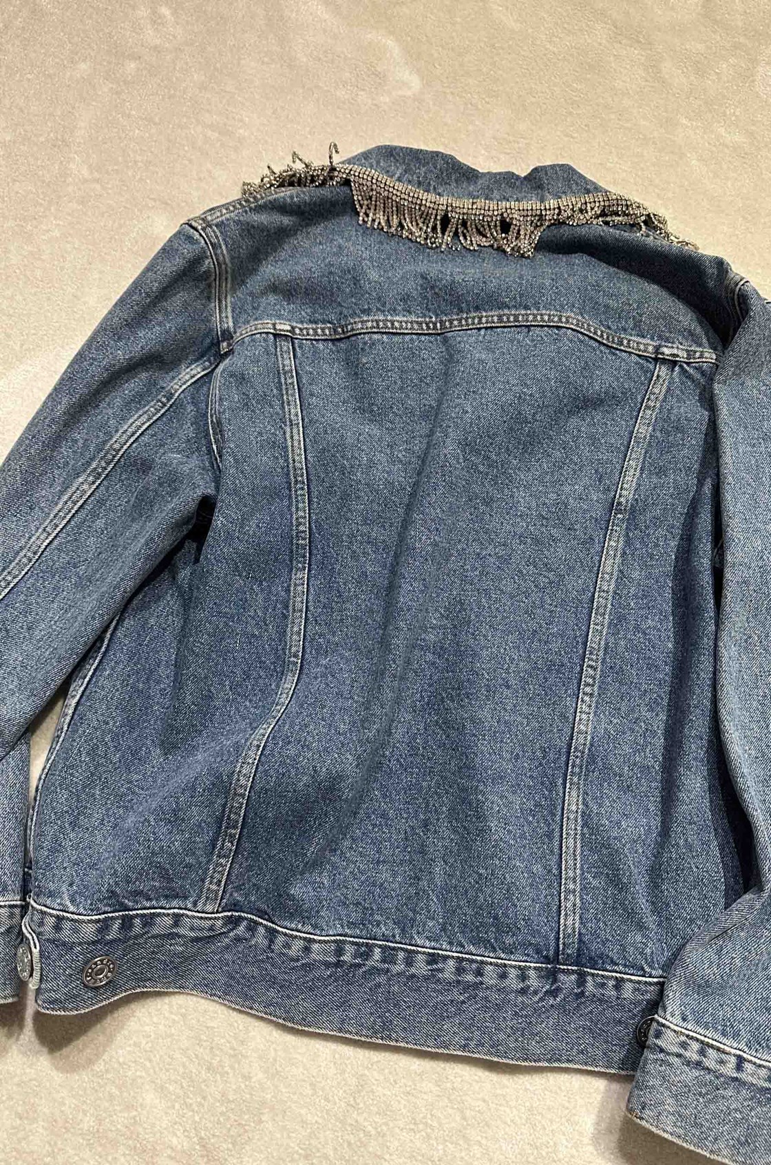 Sandro Püskül Detaylı Denim Ceket