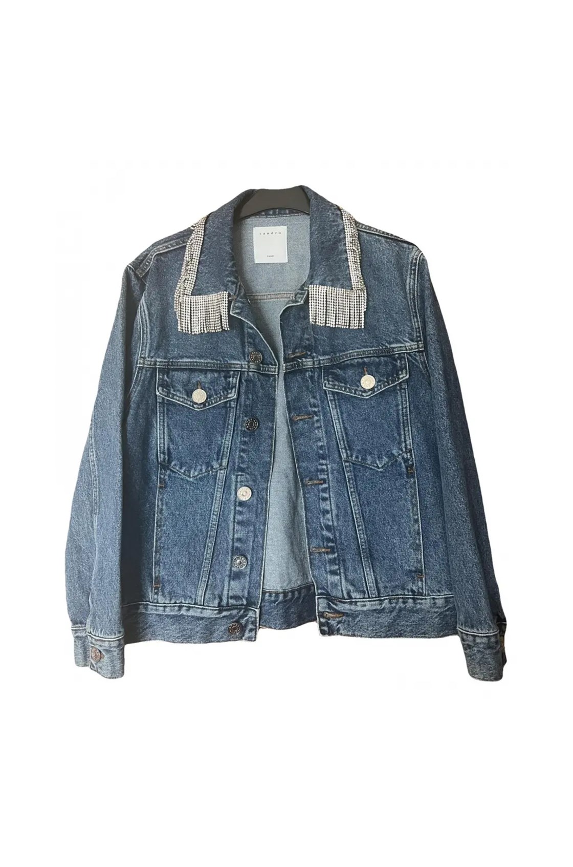 Sandro Püskül Detaylı Denim Ceket