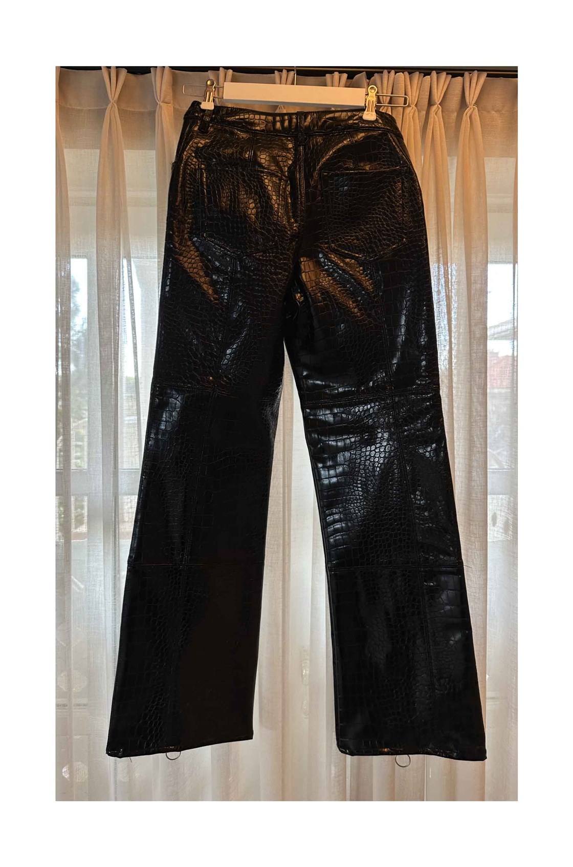 H&M Deri Siyah Pantolon