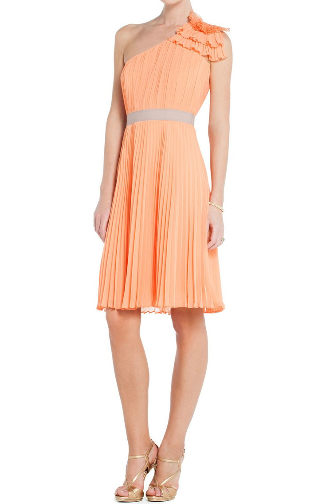 Rika Tek Omuz Turuncu Mini Elbise