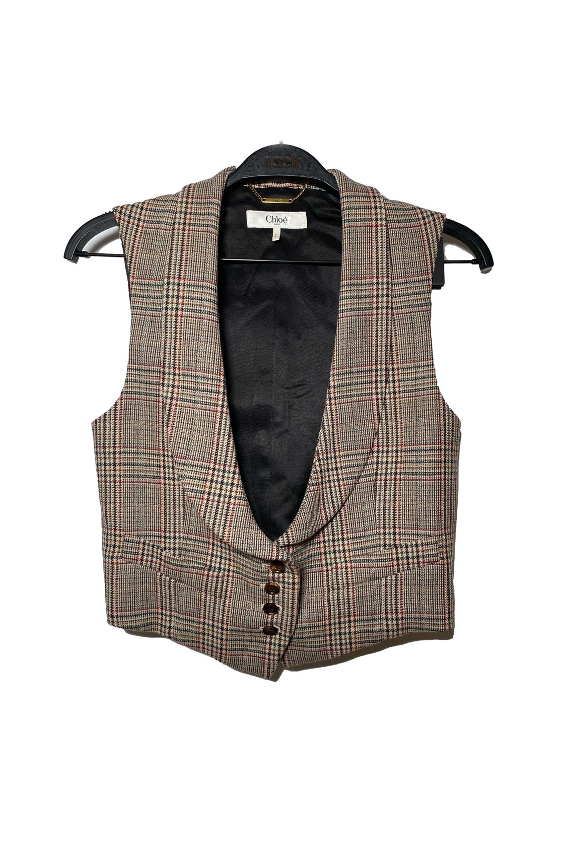 Chloé Prince of Wales Kahverengi Yelek ve Pantolon Takım (Yelek 38-Pantolon 36)