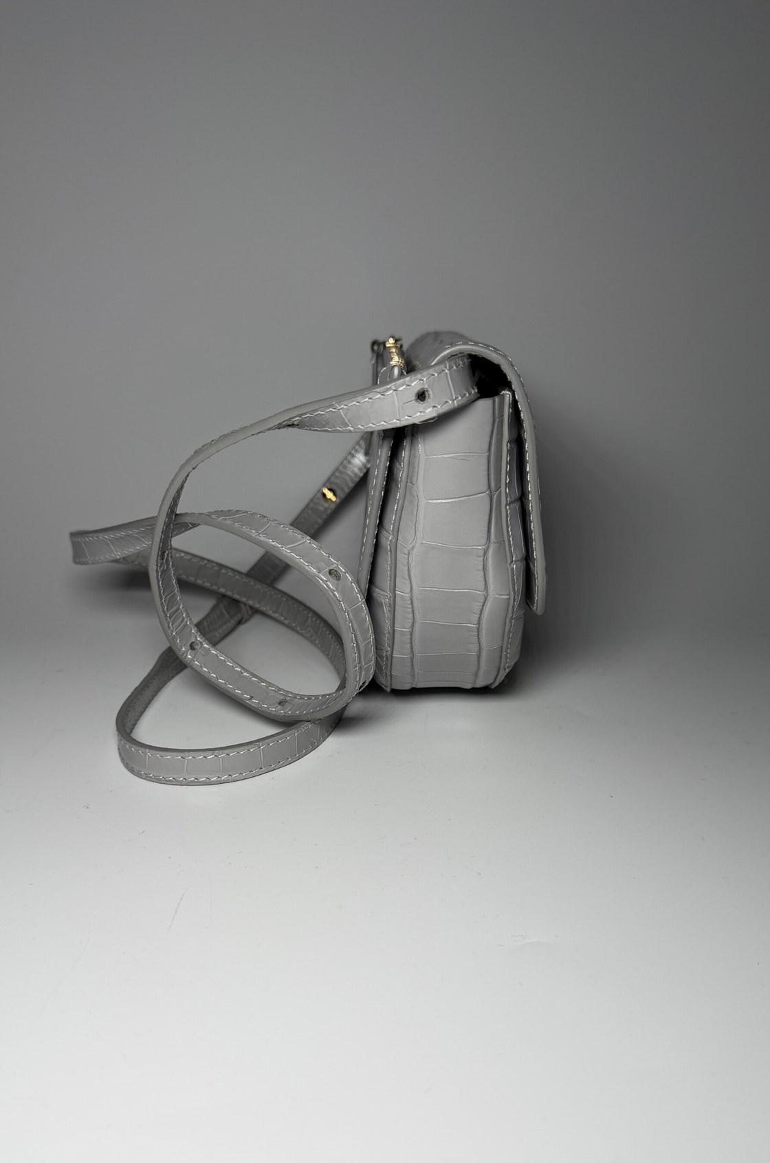 Wandler Anna Krokodil Çapraz Askılı Gri Mini Çanta