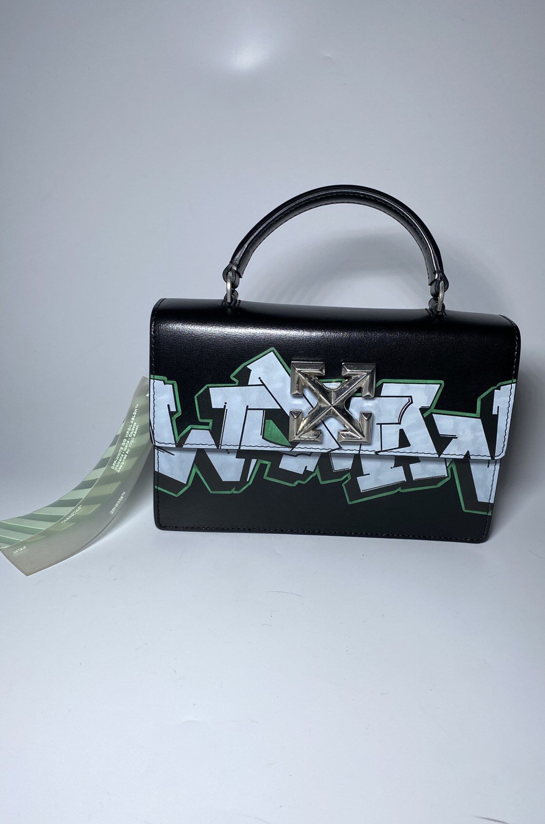 Off-White Jitney Grafiti Desenli Deri Çanta