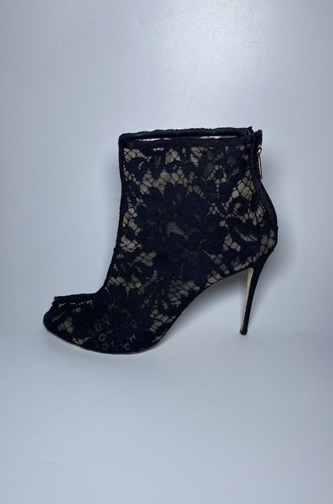 Dolce & Gabbana Lace Dantelli Burnu Açık Siyah Topuklu Ayakkabı (39.5)