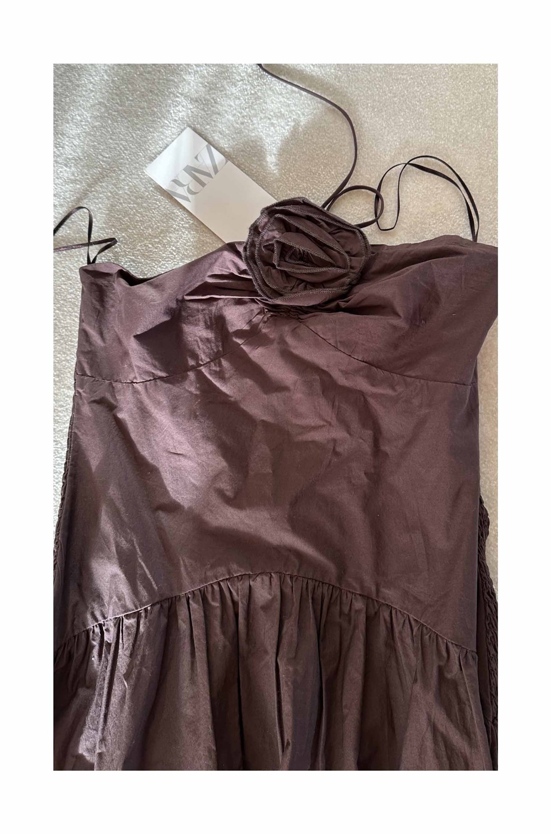 Zara Kahverengi Midi Elbise