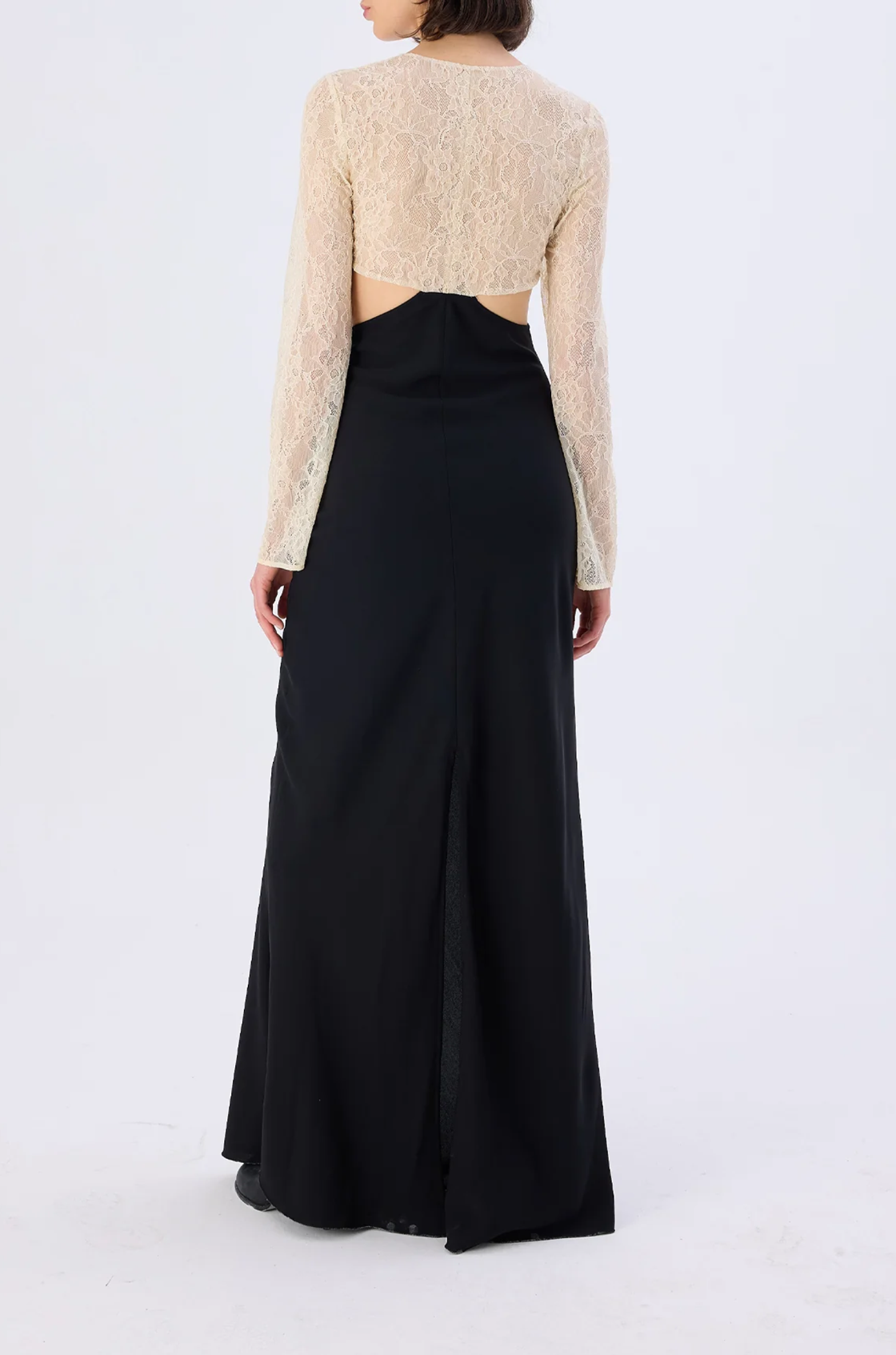 Renee Dantelli Bağlama Detaylı Cut-Out Uzun Elbise