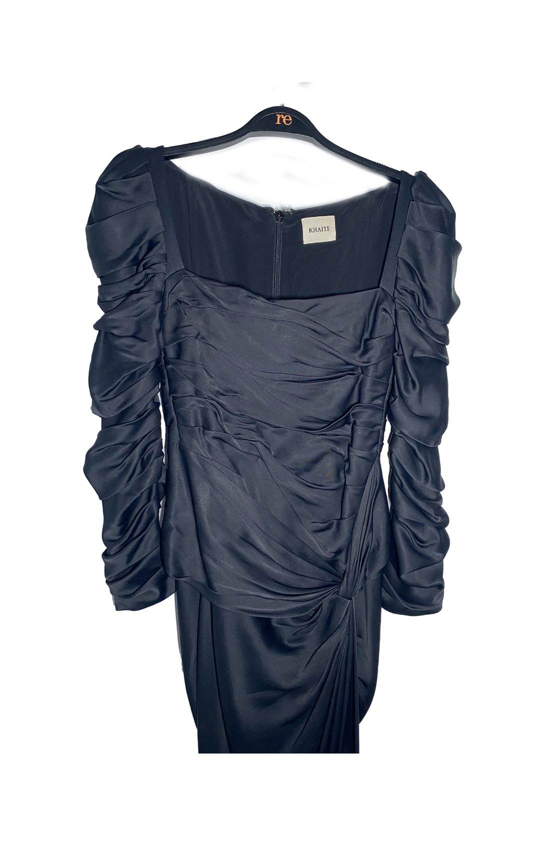 Khaite Shawna Uzun Kollu Drapeli Siyah Elbise