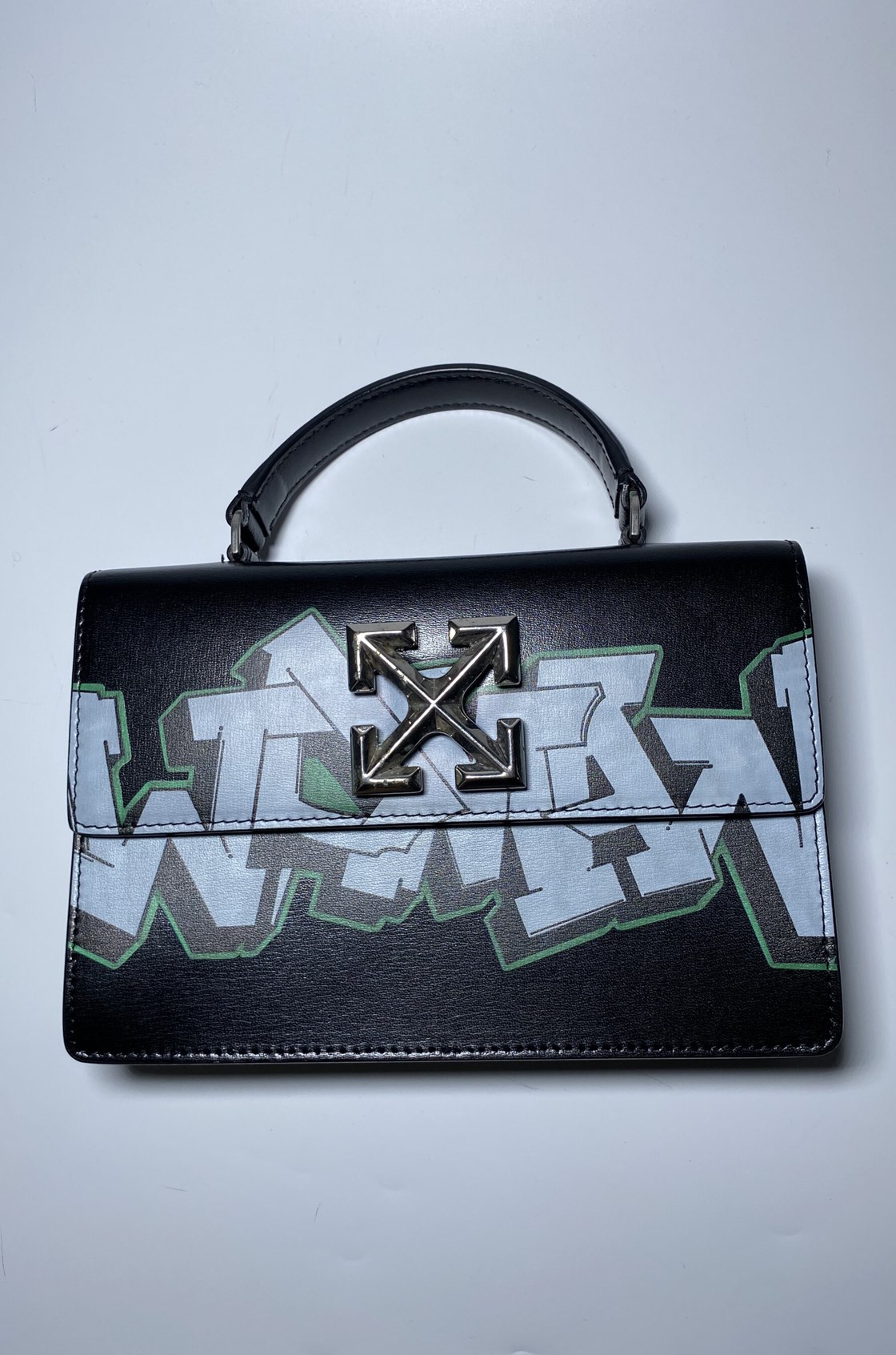 Off-White Jitney Grafiti Desenli Deri Çanta