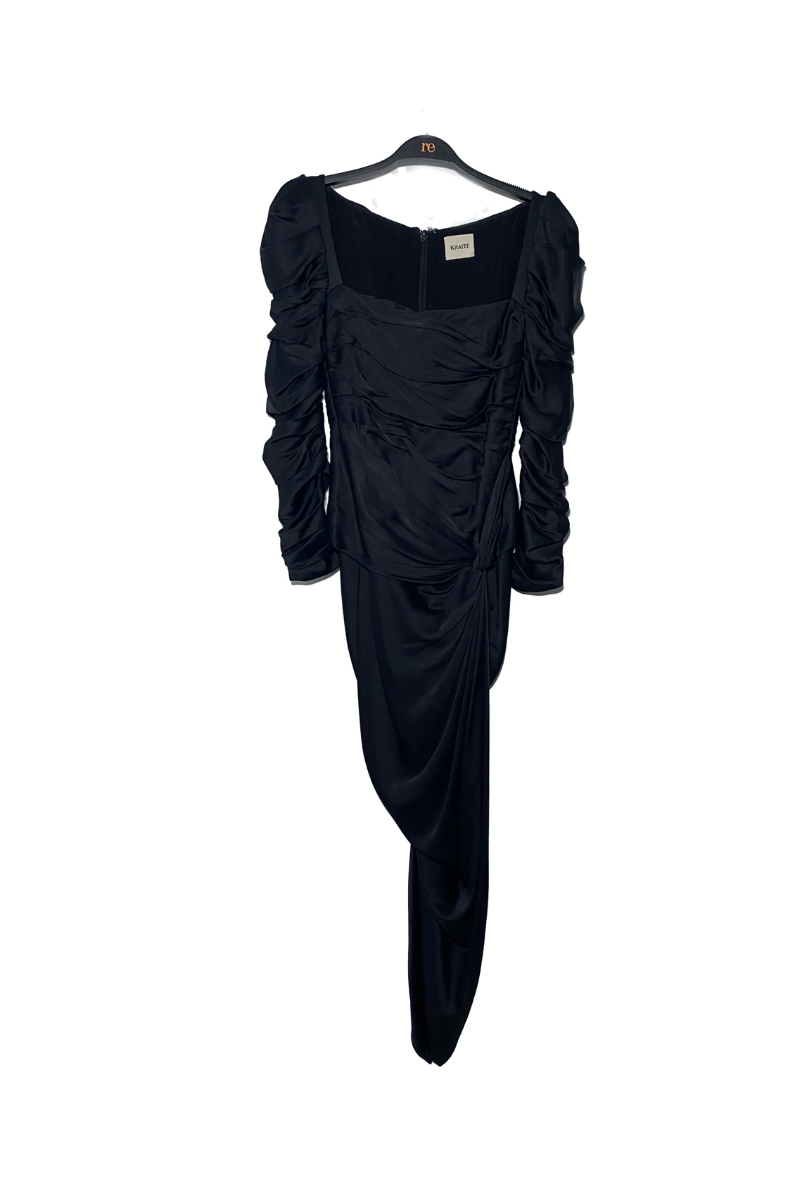 Khaite Shawna Uzun Kollu Drapeli Siyah Elbise