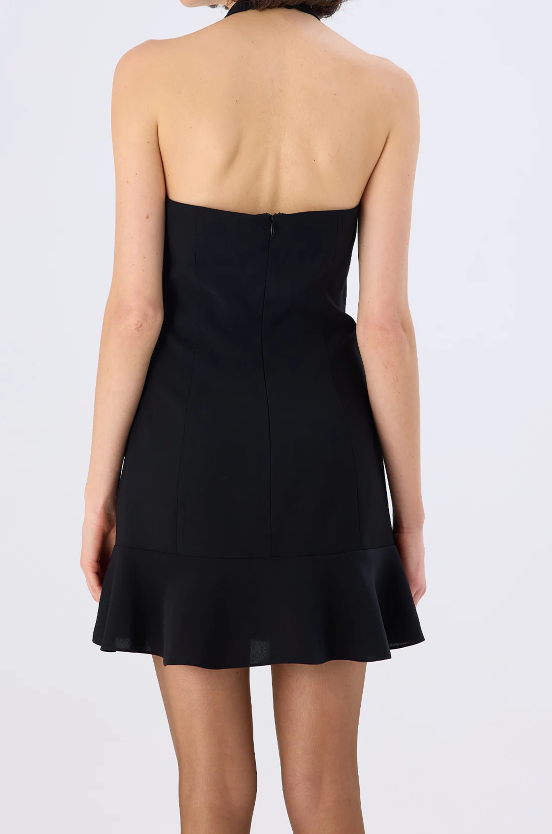 Noir Düğmeli Sırtı Açık Siyah Mini Elbise