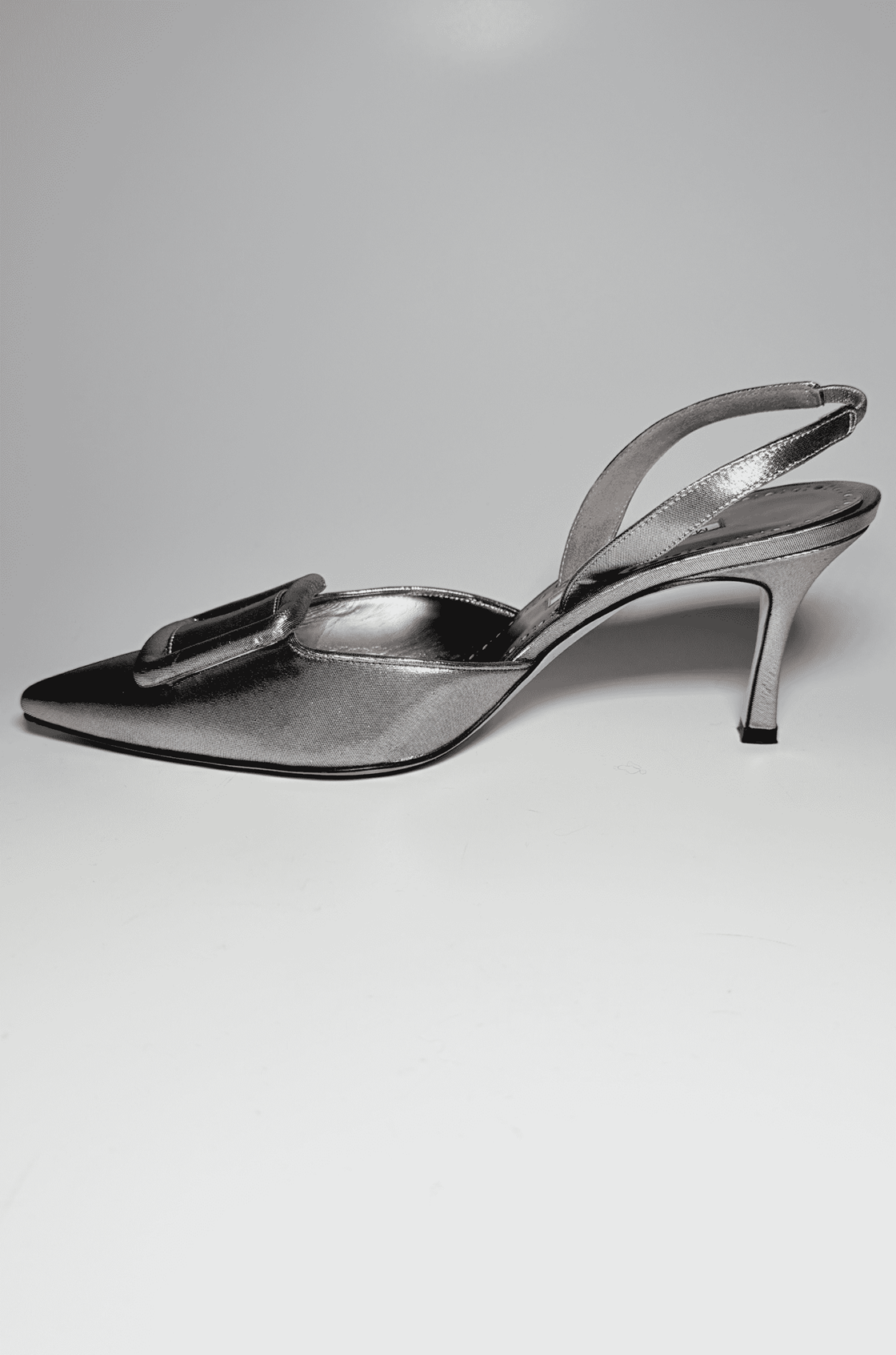 Manolo Blahnik Maysli Metalik Gri Topuklu Ayakkabı (39)
