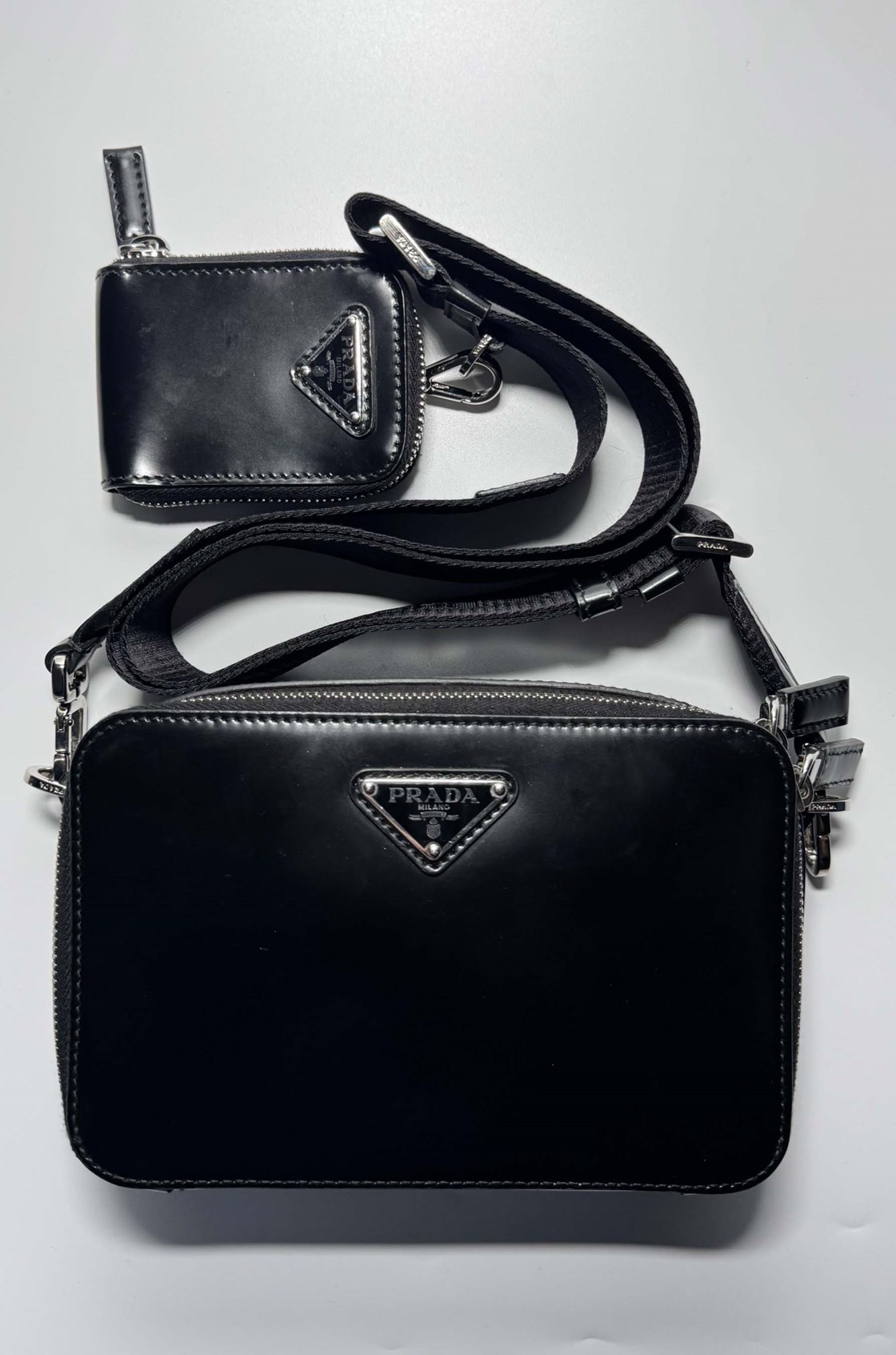 Prada Brique Küçük Çanta Detaylı Siyah Çanta