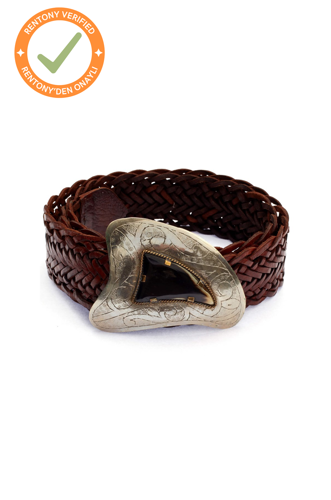 Free People 50mm Örme Deri Kahverengi Kemer (100)