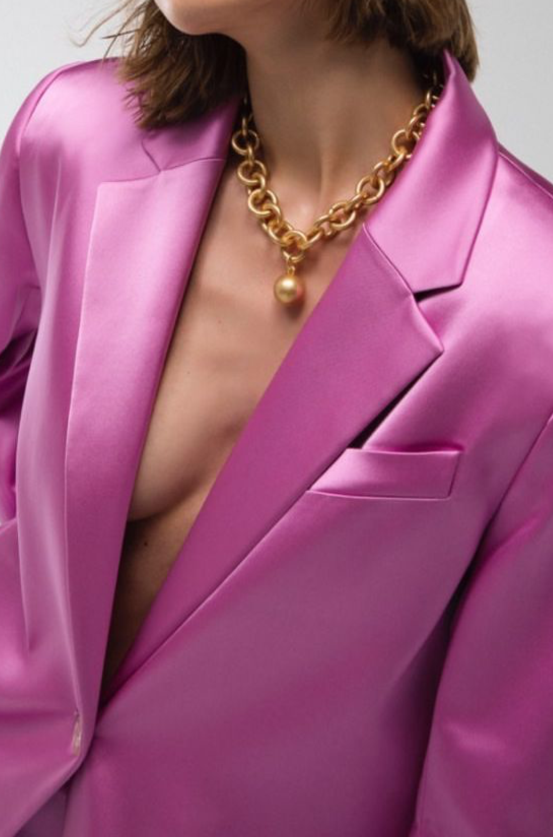 Kaia Saten Vatkalı Pembe Blazer