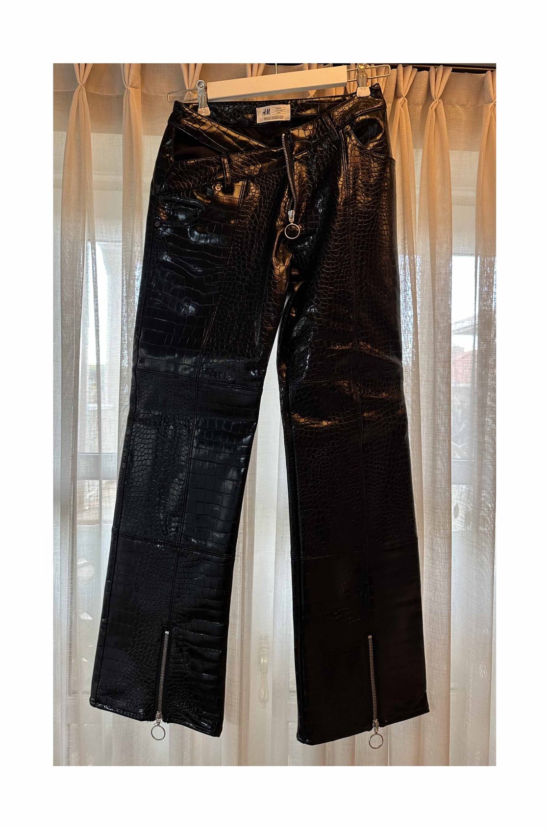H&M Deri Siyah Pantolon