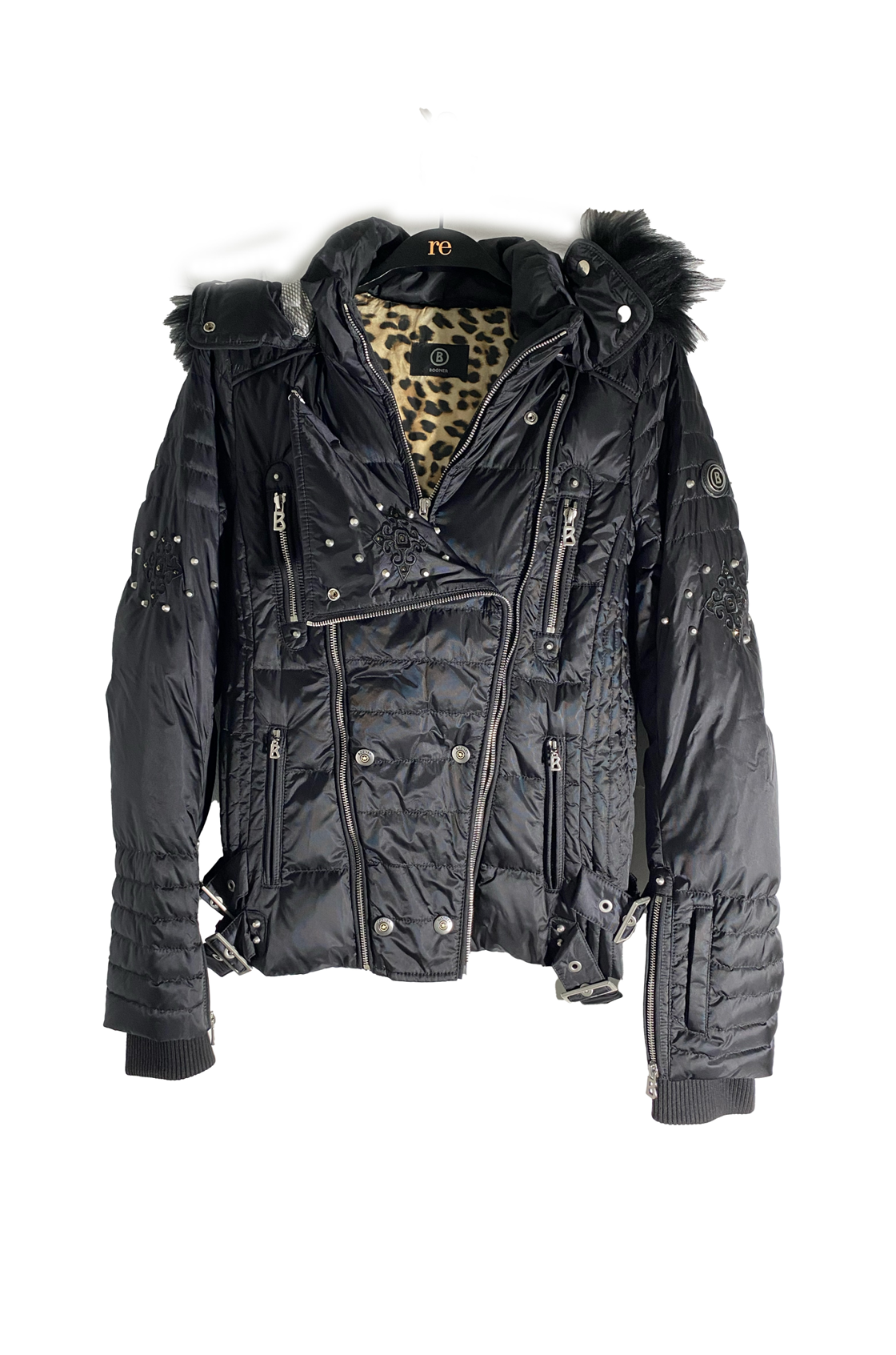 Bogner İşlemeli Siyah Kar Montu